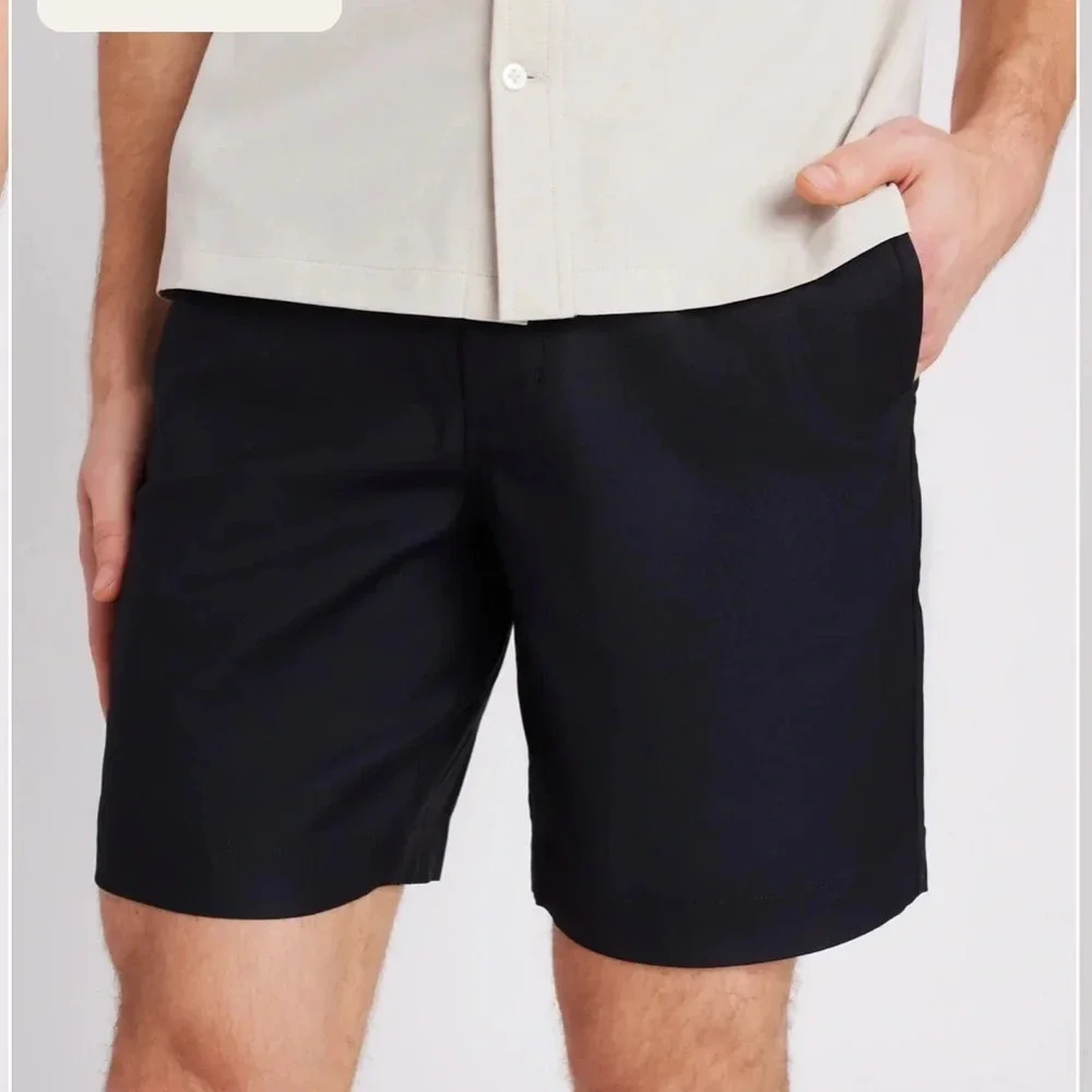 Kit Ace Mens NWT Navigator Essential Shorts Size 34 8in Inseam Black - Slim Fit